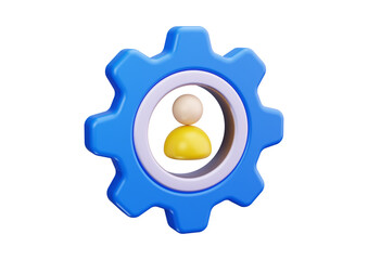 3d icon of user settings gear cogwheel symbol on transparent background