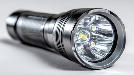 A powerful LED flashlight illuminates the dark with its bright beam.