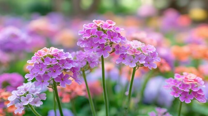 Obraz premium Spring Garden With Bright Colors and Floral Hints in a Blurred Background