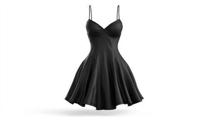 A classic little black dress on a white background suggests timeless style.