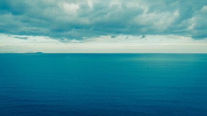 Aerial view of blue sea and sky landscape