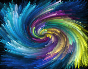 Engaging abstract design showcasing a powerful swirl of bright, textured color streaks.