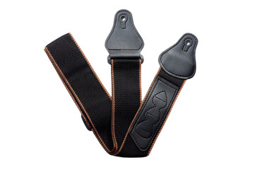 Black fabric strap for electric or acoustic guitar.