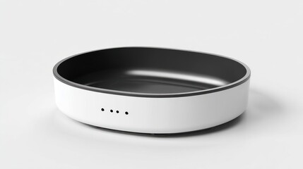 A modern, sleek pet food bowl sits on a white background.
