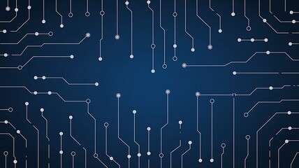Blue electronic circuit board with technology and digital design elements