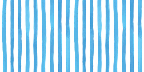 Beautiful seamless pattern with blue watercolor stripes. hand painted brush strokes, striped background. Vector illustration. © Hulinska Yevheniia