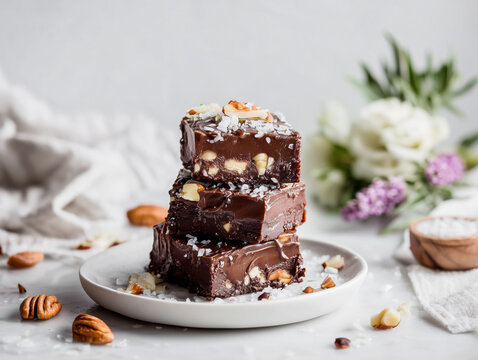 chocolate fudge with nuts 