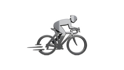 Cycling icon: A dynamic emblem of a cyclist in motion on a sleek road bike, embodying speed, energy, and the spirit of cycling.