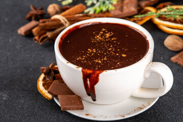 Traditional christmas hot chocolate drink cup