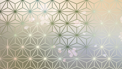 麻の葉文様と桜の花