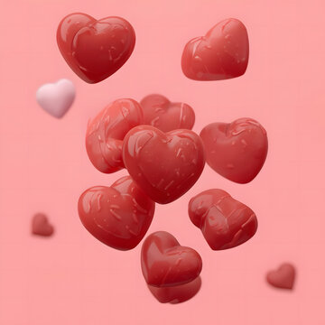 red hearts on white background