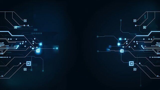 Blue circuit board technology background with digital network lines and abstract design - Powered by Adobe