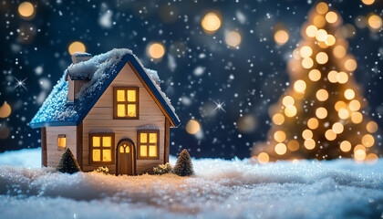 Wooden kitchen countertop in modern bright interior with blurred background