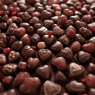 heart shaped chocolates on a white background