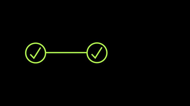 Check mark symbol arrow icon animation isolated background .animated 3 step infographic process with green check mark. 