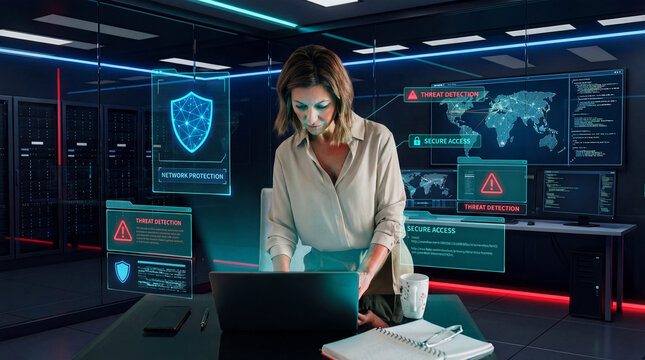 Cybersecurity Analyst Monitoring Network Threats