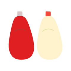 シンプルなかわいいケチャップとマヨネーズのイラスト　セット
