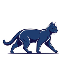 Elegant Black Cat Striding with Purposeful Gaze Illustration.