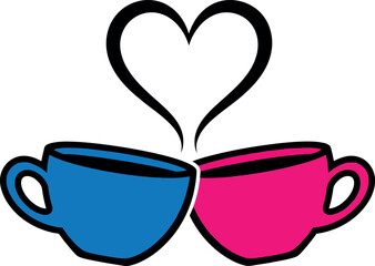 Coffee cups love couple romance coffee for two.