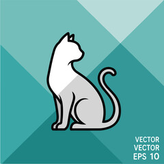 Elegant Cat Silhouette with Graceful Posture and Sleek Design.