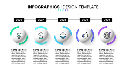 Plakat Infographic template. Timeline with marbles and 5 steps