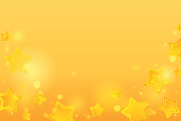 Yellow Scattered Stars and Soft Lights Effect Background. Abstract Yellow Background with Stars Bottom Border for Ratings and Celebration Designs