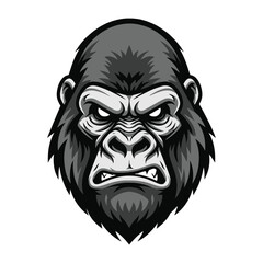 Angry silverback gorilla head mascot with serious face expression vector illustration. © Vectonic Wave
