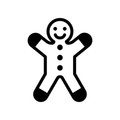 Gingerbread Man Icon Silhouette for Holiday, Christmas, and Fun Design Projects
