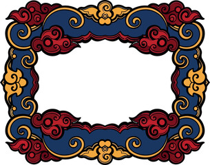 ornate square frame with floral swirls and copy space.