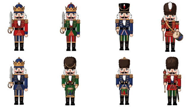Classic Nutcracker Soldiers and Kings Vector Art Transparent Background
