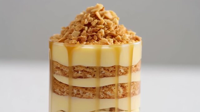 Vanilla Caramel Pudding Parfait Closeup