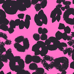 Seamless abstract vector pattern with hand-drawn organic shapes in black. Modern pink artistic background suitable for textiles, apparel design, packaging, and wallpaper