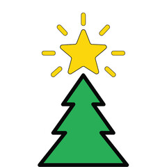 Festive Christmas Tree Topped with a Shining Star Illustration.