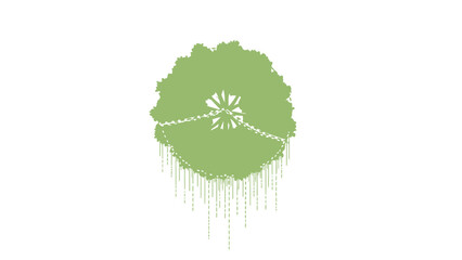 Green tree with hanging vines top view illustration isolated on white background for nature and eco 