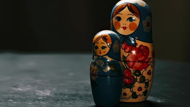Vintage Russian Nesting Dolls Closeup
