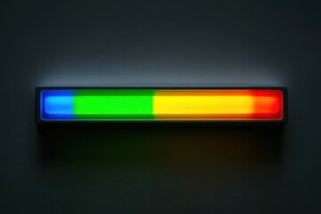 Vibrant LED Bar Light in Blue, Green, Yellow, Red on Dark Background.