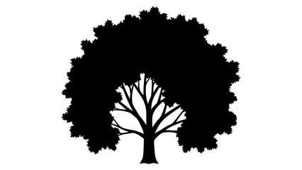 Black silhouette of a large deciduous tree simple vector graphic for nature and environment concepts