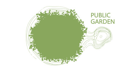 Green tree canopy with contour lines abstract nature illustration for landscape design and environme