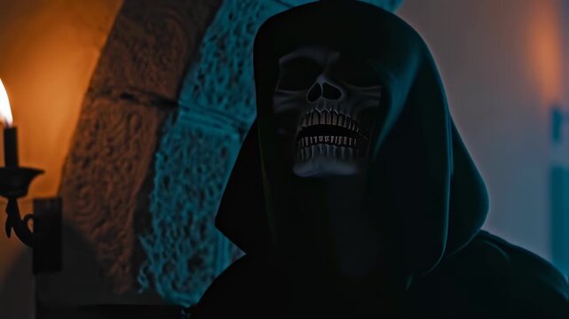 Hooded Vampire Portrait in Candlelight