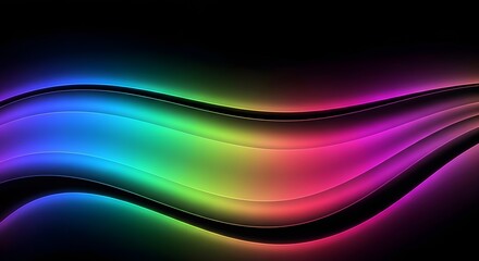 Abstract neon wave background digital light spectrum flowing curves vibrant colors dark wallpaper design technology
