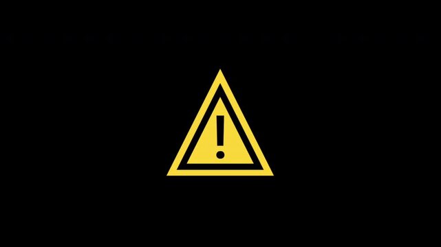 Yellow Warning Alert Triangle Exclamation Animation on Transparent Background