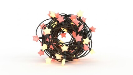 Cute Glossy Three Dimensional Cluster of Tiny Star Lights Tangled Together for a Sweet Whimsical Decoration
