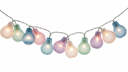 Cute Imperfect Row of Translucent Pastel Bulb Lights Twisted Together for a Soft Decorative Element
