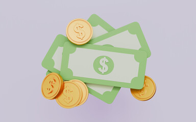 Money and coins, Cash, Dollar bills finance, Bank notes icon