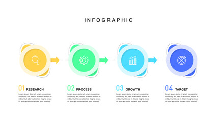 Timeline infographic template, business information with 4 steps. Suitable for process diagrams, presentations, workflow layout, vector, illustration.