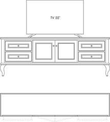Classic Style Detailed Line Art Drawing of TV Console Designs. 25
