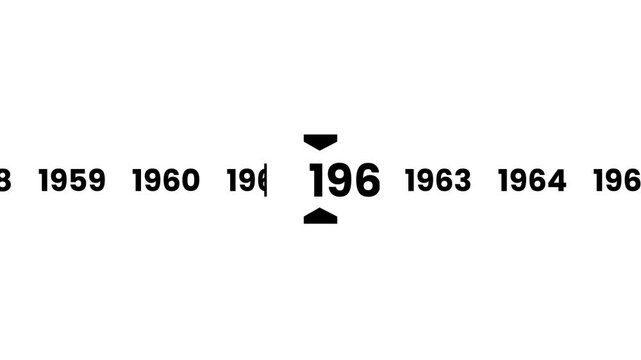 Horizontal timeline scrolling smoothly to the year 1950 animation isolated on white background