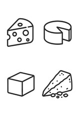Assortment of dairy products including wedges, wheels, and blocks of cheese