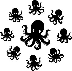 Cute Octopus Silhouettes Collection – From Small to Large