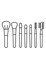 Essential set of cosmetic brushes and applicators for professional makeup application